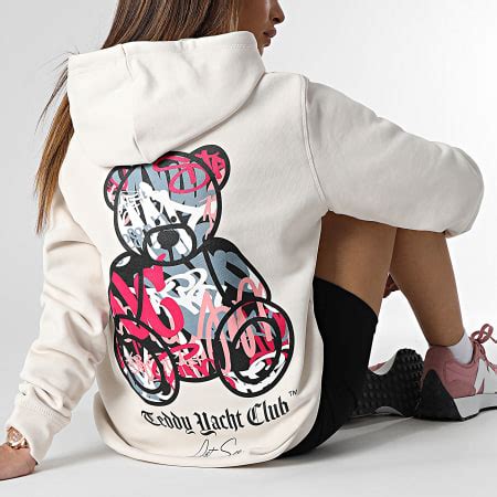 Teddy Yacht Club Sweat Capuche Femme Art Series Pink Beige