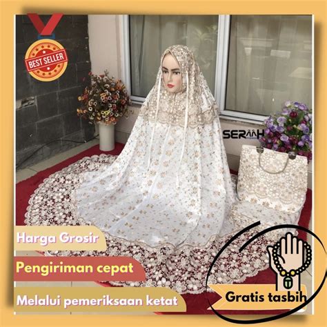 Jual Mukena Dewasa Prada Swarovski Al Madinah Sutra Paris Swarovski