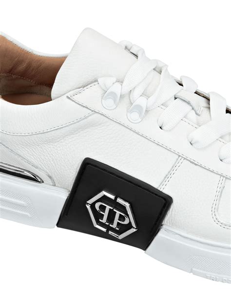 Lo Top Sneakers Phantom Kick Leather Platinum Hexagon Philipp Plein