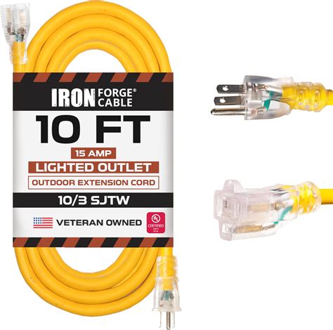 Amazon EP 15 Ft Lighted Outdoor Extension Cord 10 3 SJTW Heavy