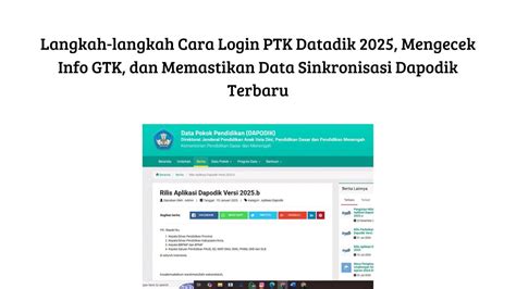 Langkah Langkah Cara Login PTK Datadik 2025 Mengecek Info GTK Dan