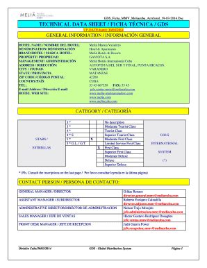 Fillable Online Technical Data Sheet Ficha T Cnica Grupo De Turismo