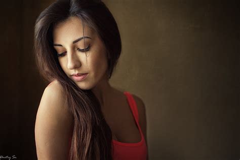 Wallpaper Women Simple Background Brunette Long Hair