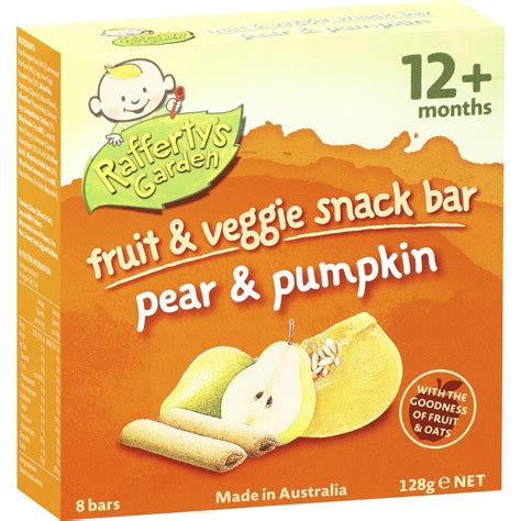 Raffertys Garden Snack 12 Months Pear And Pumpkin 8 Pack Woolworths