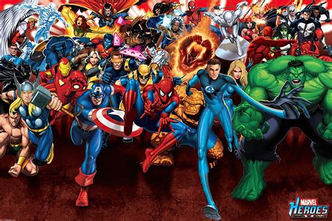 Marvel Heroes - Comic Poster / Print (The Marvel Heroes Attack) (Size ...