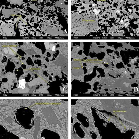 Xenolith from Gran Canaria. A) and B) Thin bubble walls separate ...