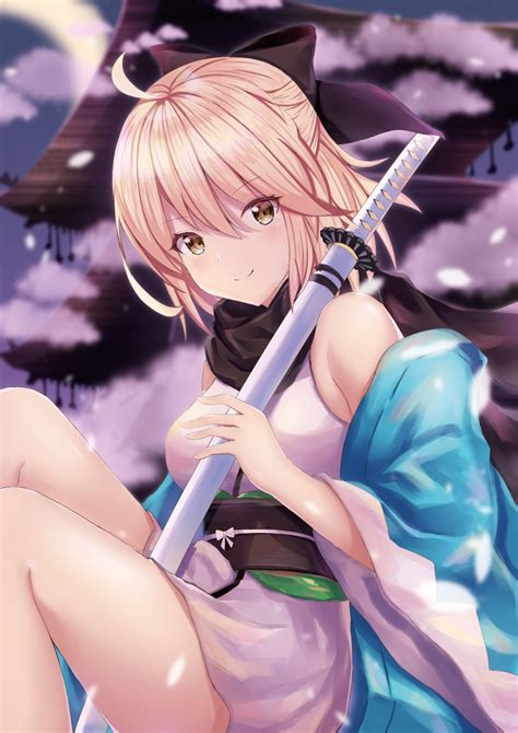 Fategrand Order Blonde Ahoge Fan Art Fate Series Okita Souji Hd Phone Wallpaper Rare Gallery