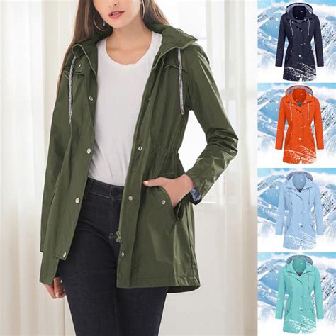 Buy Aika Women Solid Rain Jacket Outdoor Hoodie Waterproof Hooded