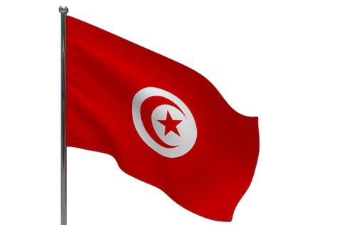 Premium Photo Tunisia Flag On Pole Metal Flagpole National Flag Of