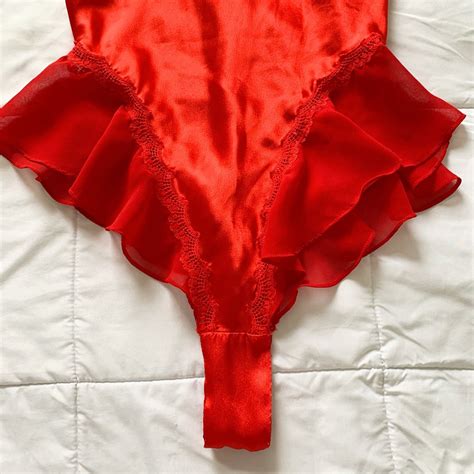 Vintage 80s Red Lace Teddy Lingerie One Piece Etsy