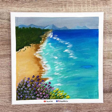 Beach Acrylic Painting | Landscape painting tutorial, Canvas art painting, Canvas art painting ...