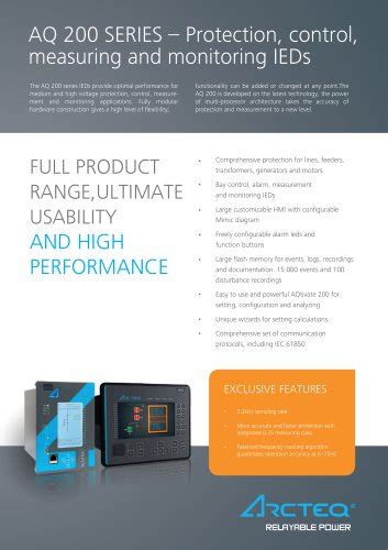 Aq Series Protection Control Measurement And Monitoring Ieds