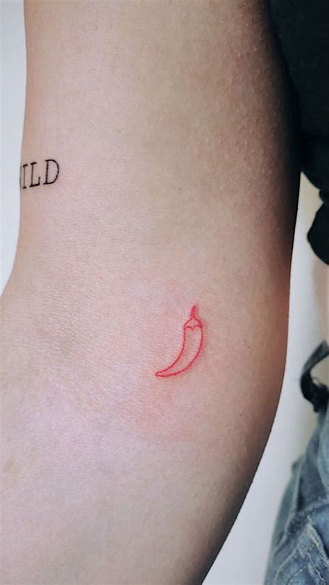 Fine Line Small Red Pepper Tattoo Simplistic Tattoos Minimalist