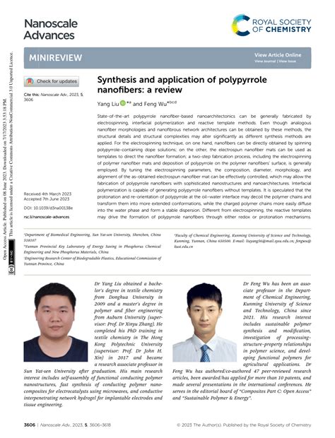 Pdf Synthesis And Application Of Polypyrrole Nanofibers A Review