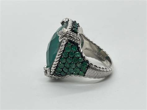 Lotj Judith Ripka Sterling Monaco Green Goddess Ring W Emerald Sz