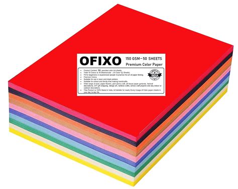 Ofixo Pcs Gsm Color Sheets Printing Papers Art And Craft Paper A