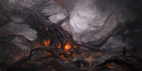 Dark Landscape Digital Art Environments By Clara Moon Villages