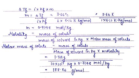 Solved A Sample Of An Organic Compound A Nonelectrolyte Weighing 1