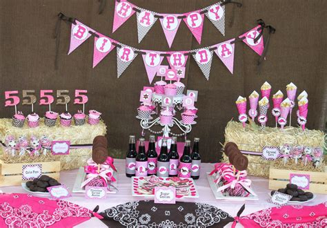 Diy Cowgirl Birthday Party Printable Deluxe Package Pink Brown Hot Pink