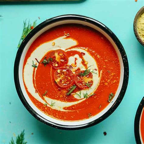 Creamy Roasted Red Pepper Tomato Soup Minimalist Baker Recipes