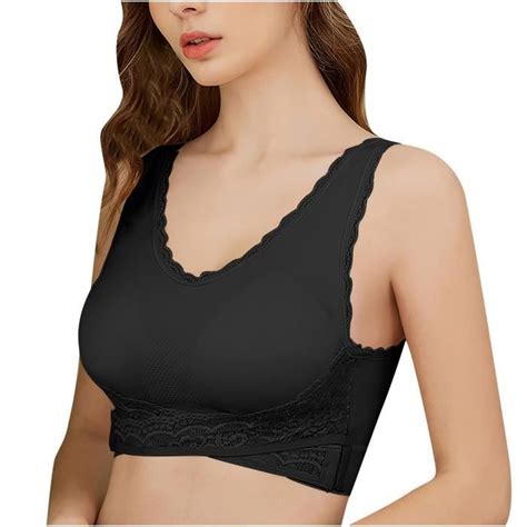 Soutien Gorge De Sport Sexy Femme Sans Anneaux En Acier Gilet Yoga Sous Vêtements Lingerie Noir