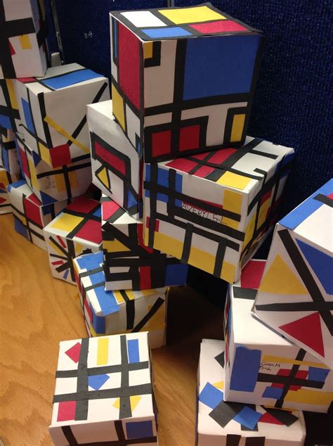 The Artsy Fartsy Art Room Mondrian Inspired Cubes Mondrian Art