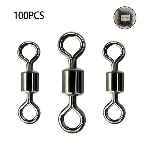 100PCS Lot Fishing Swivels Ball Snap Solid Rings Rolling Bearing Swivel