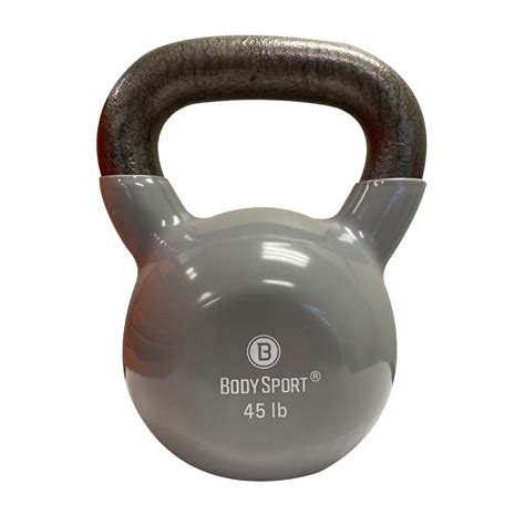 Body Sport Cast Iron Vinyl Coated Kettlebells 45 Lb Gray