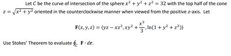 Solved Let C Be The Curve Of Intersection Of The Sphere X2 Chegg