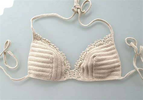 Beige Crochet Bikini Bikini Women Swimwear Swimsuit Etsy