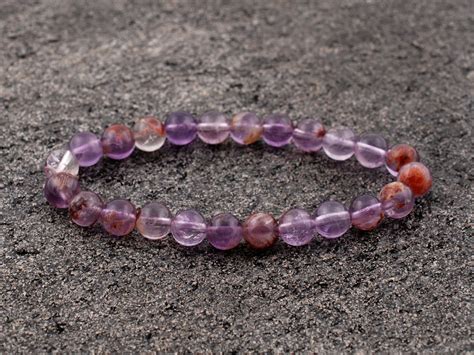 Amethyst Super Seven Bracelet Cacoxenite Amethyst 6 Mm Etsy Beaded