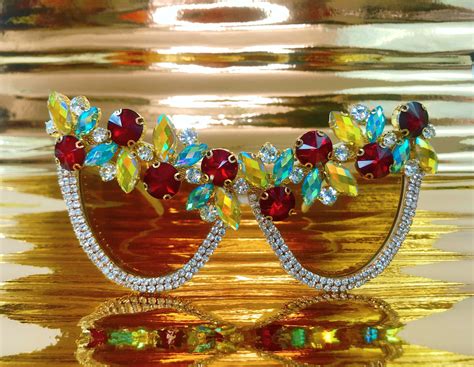 Red Blue Yellow Rhinestone Clear Gold Diamant Embellished Etsy