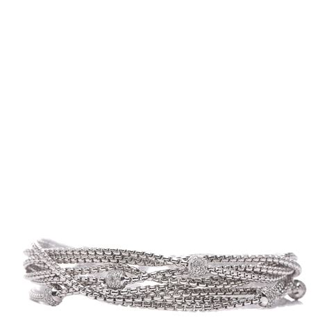 David Yurman Sterling Silver Diamond Pave Bead Multi Strand Bracelet