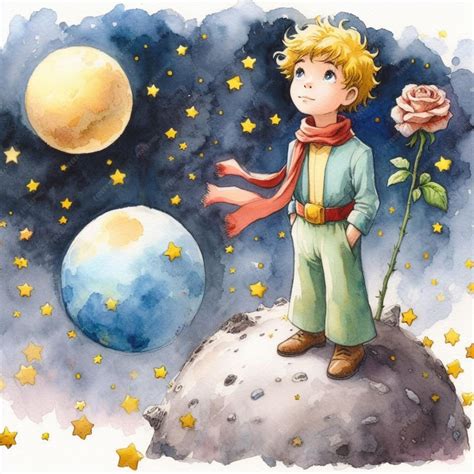 O Pequeno Principe Imagens - Uma pintura de ilustração romântica desenhando o retrato do pequeno ...