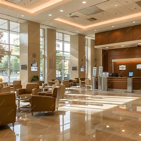Modern Bank Lobby with Sleek Design and Advanced Technology for