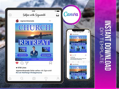 Church Retreat Flyer Canva Template for DIY Social Media Marketing. - Etsy