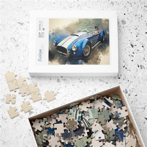 Vintage Blue Striped 50 70s Sports Car Jigsaw Puzzle 110 Etsy