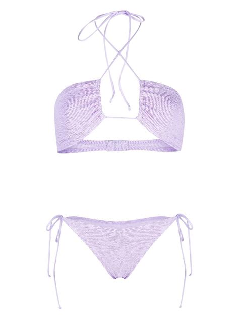 MC2 SAINT BARTH Crinkled Strap Fastening Bikini Set Purple Editorialist