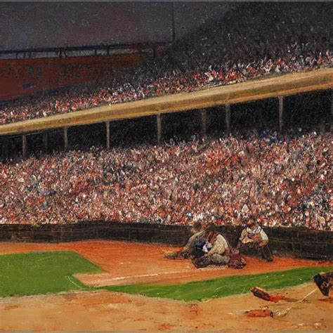 A Cornstalk Baseball Stadium Oil Painting By Jama Stable Diffusion