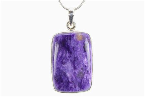 Siberian Charoite Pendant Necklace Sterling Silver