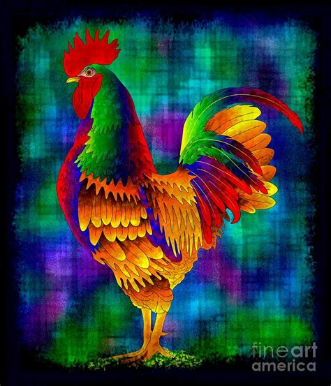 Colorful Rooster Drawing by Maurisca Sardju