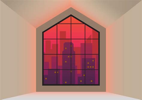 window with city skyline at dusk 14242857 Vector Art at Vecteezy