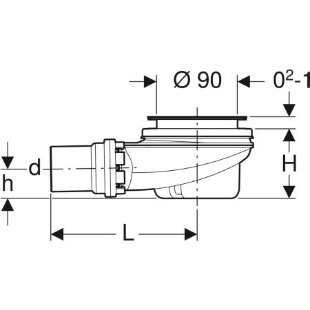 Geberit Uniflex zestaw odpływowy Ø90 zasyfonowanie 50 mm niski syfon