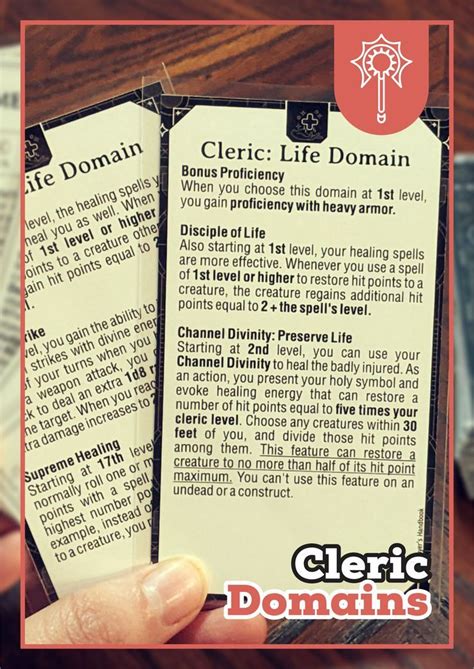 Dnd 5e CLERIC DOMAINS SPELL CARDS | Healing spells, Cleric domains, Cleric