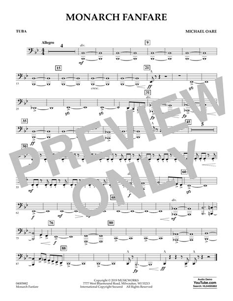 Monarch Fanfare Tuba Sheet Music Michael Oare Concert Band