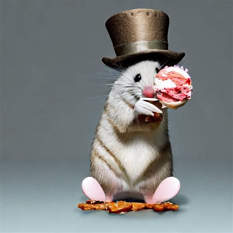 Stabilityai Stable Diffusion Real Mouse Eating Ice Cream With Tophat