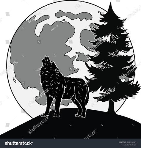 Vector Graphics Wolf Moon Illustration Can Stock Vector (Royalty Free) 2232280327 | Shutterstock