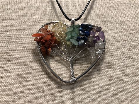 Chakra Tree Of Life Quartz Teen Adult 17 19 Inch Necklace Rainbow Natural Stone Wisdom