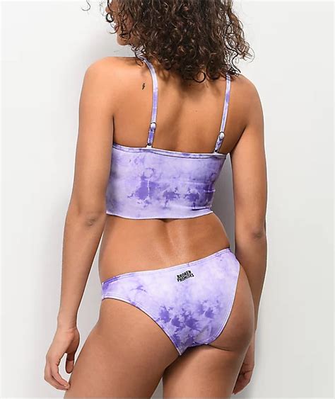 Broken Promises Thornless Purple Tie Dye Cheeky Bikini Bottom