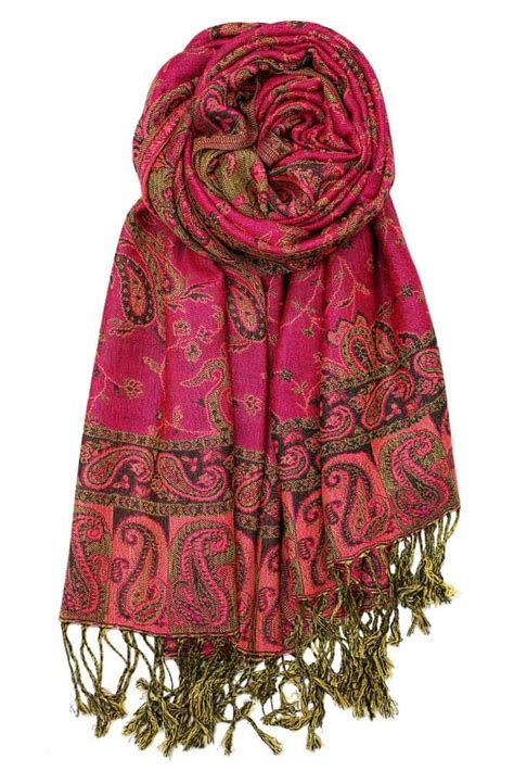 Fuchsia Reversible Paisley Pashmina Us Wholesale Scarves